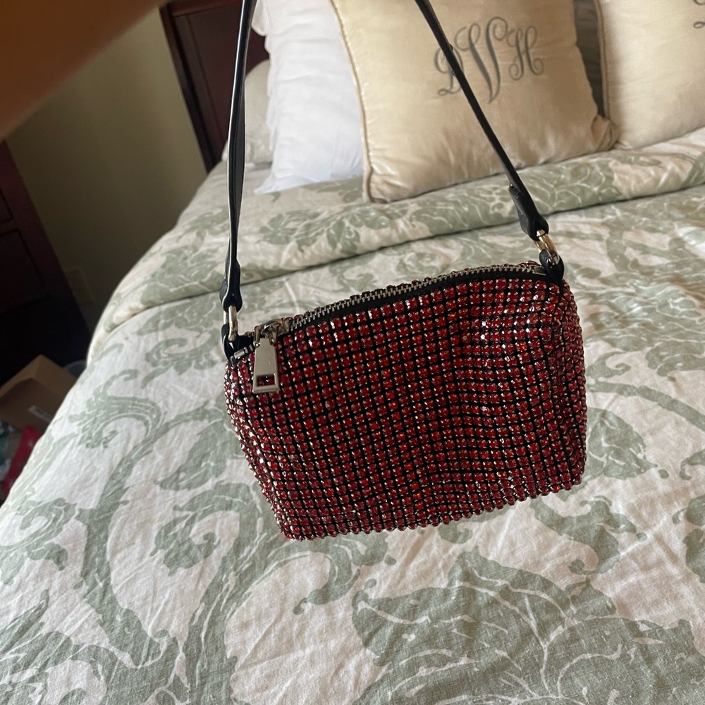Chic Red Beaded Clutch